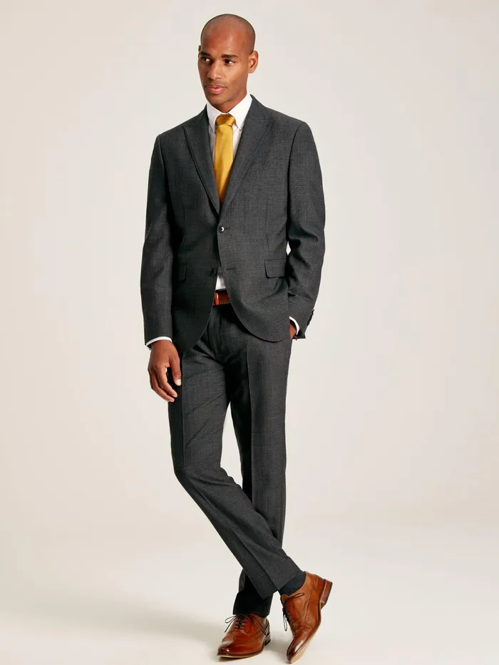 Joules Suits and Tailoring Charcoal Grey Textured Suit Trousers 8211 Men