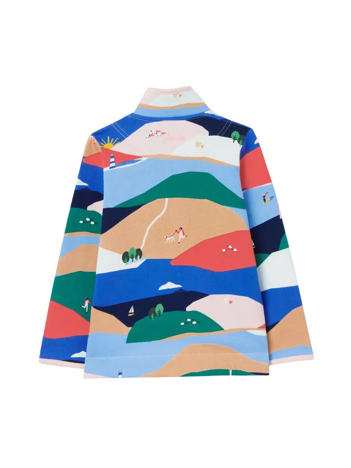 Joules Sweatshirts and Hoodies Blue FairdalePrinted Half Zip Sweatshirt 8211 Girls