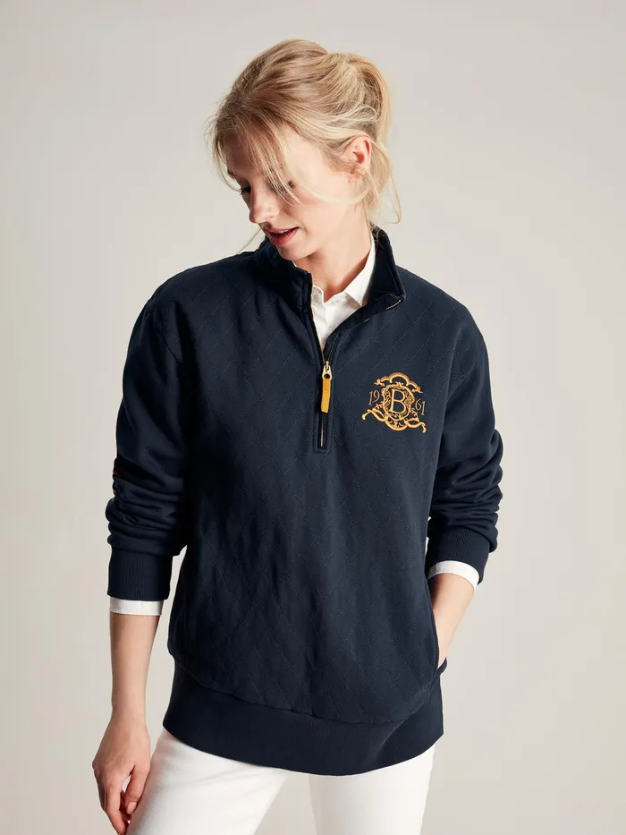 Joules Sweatshirts and Hoodies Blue Quarter Zip Quilted Sweatshirt 8211 Women