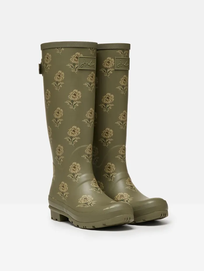 Joules Wellies Green Floral Adjustable Tall Wellies 8211 Women