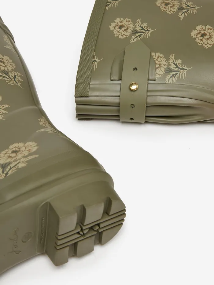 Joules Wellies Green Floral Adjustable Tall Wellies 8211 Women
