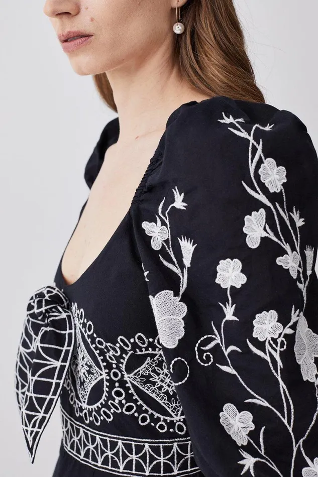 Jumpsuits Women Karen Millen Floral and Geo Embroidered Woven Jumpsuit Black