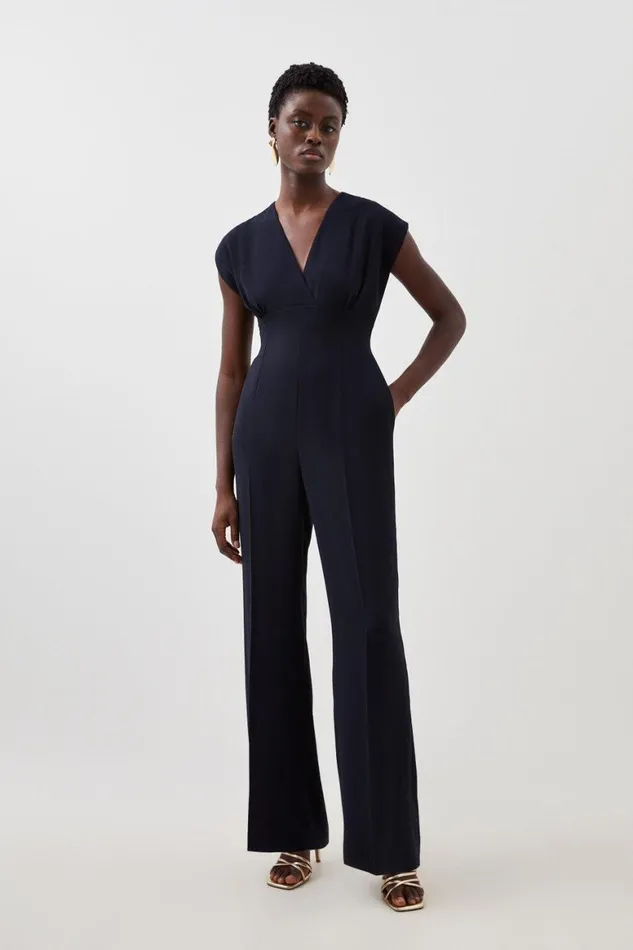 Jumpsuits Women Karen Millen Petite Fluid Tailored Wide Leg Jumpsuit Navy