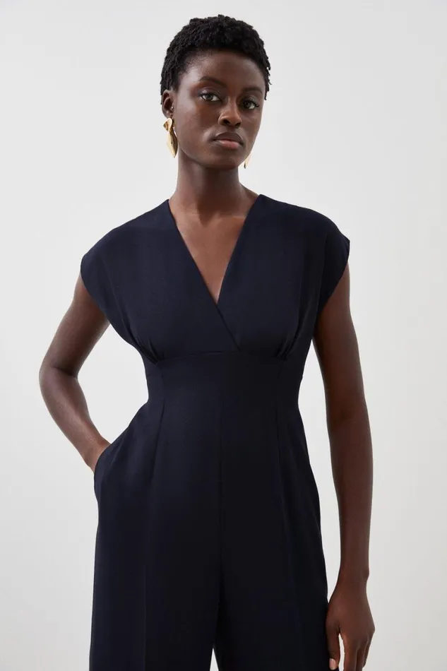 Jumpsuits Women Karen Millen Petite Fluid Tailored Wide Leg Jumpsuit Navy