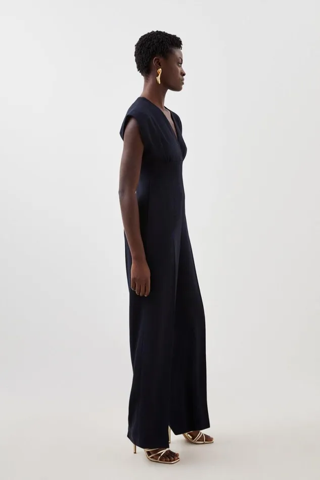 Jumpsuits Women Karen Millen Petite Fluid Tailored Wide Leg Jumpsuit Navy