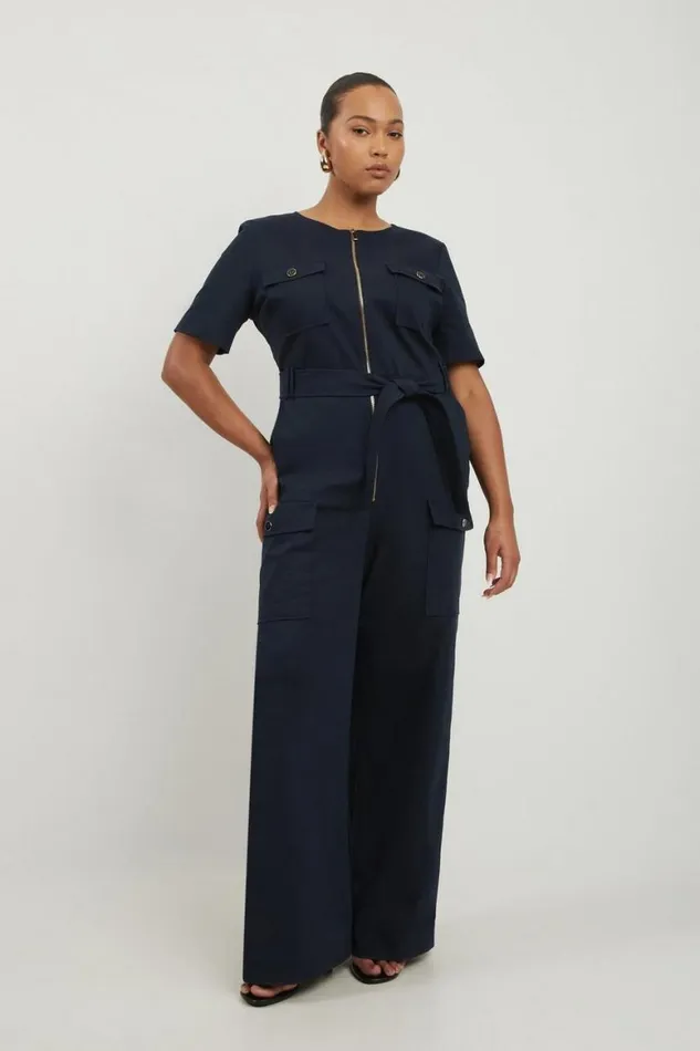 Jumpsuits Women Karen Millen Plus Size Cargo Pocket Belted Wide Leg Tailored Jumpsuit Navy Jumpsuits Women Karen Millen Plus Size Cargo Pocket Belted Wide Leg Tailored Jumpsuit Navy