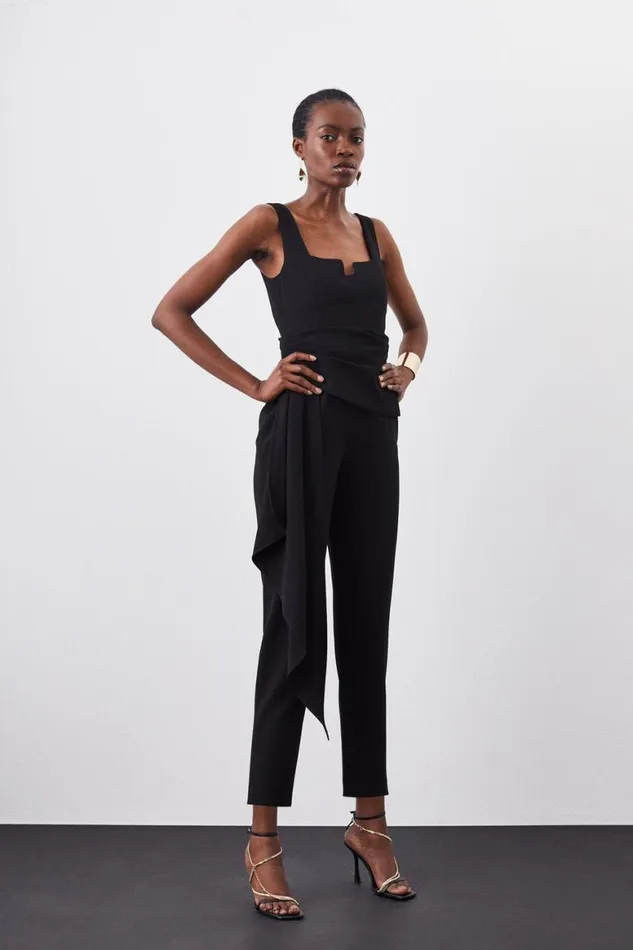 Jumpsuits Women Karen Millen Structured Crepe Wrap Drape Detail Jumpsuit Black Jumpsuits Women Karen Millen Structured Crepe Wrap Drape Detail Jumpsuit Black