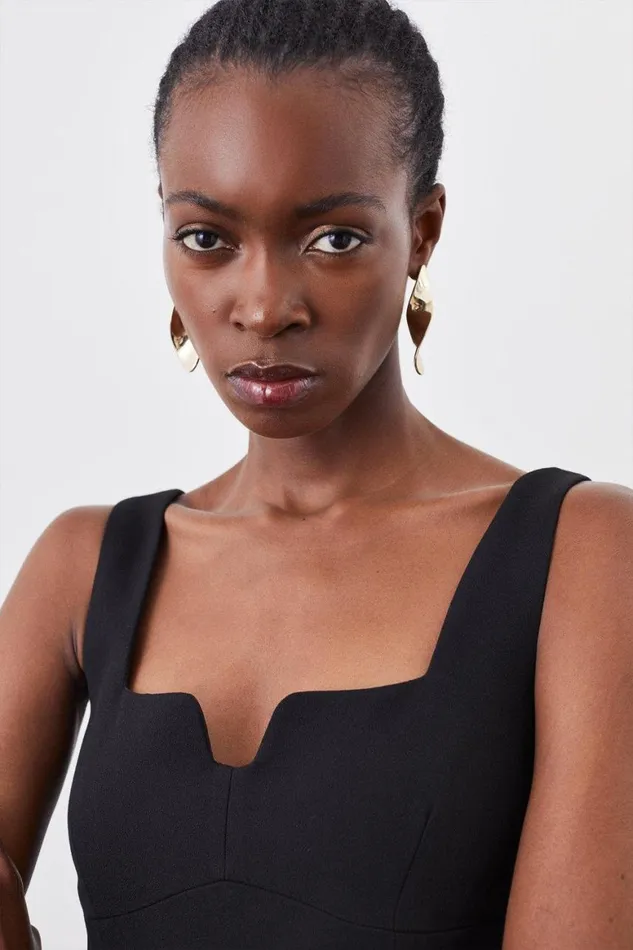 Jumpsuits Women Karen Millen Structured Crepe Wrap Drape Detail Jumpsuit Black