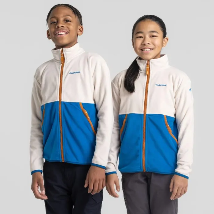 Kids Full Zip Fleece Craghoppers Kid039s Valo Jacket Ecru Titan Blue