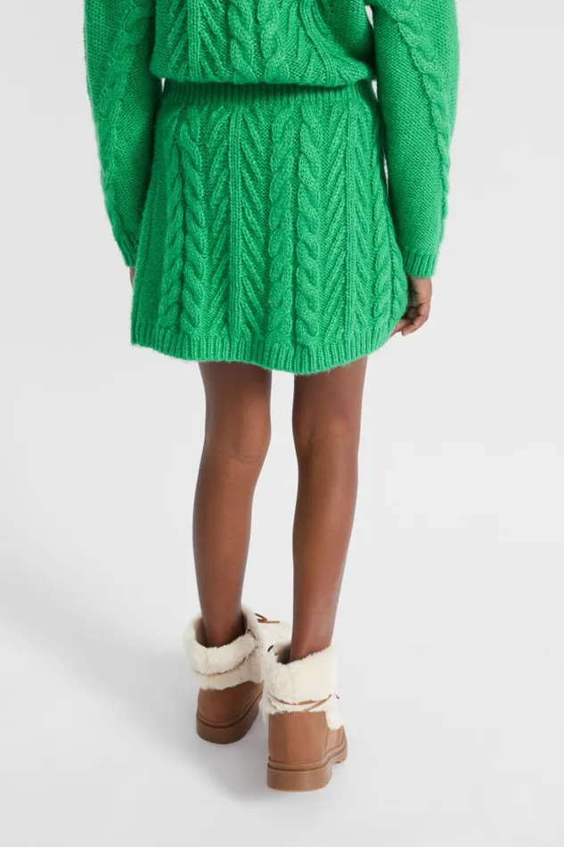 Knitwear and Sweaters Girl Seed Heritage Linear Knit Cable Skirt Pea Green
