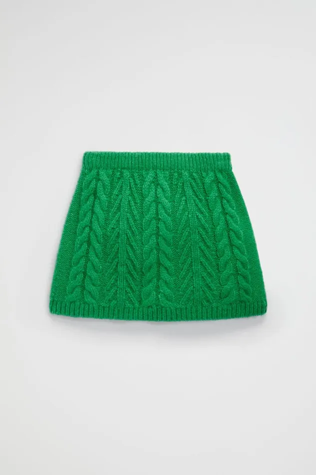 Knitwear and Sweaters Girl Seed Heritage Linear Knit Cable Skirt Pea Green