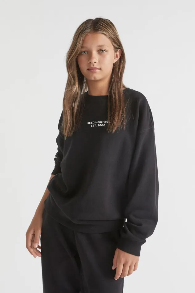Knitwear and Sweaters Teen Girl Seed Heritage Core Relaxed Sweat Black