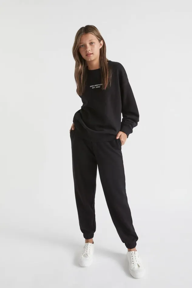 Knitwear and Sweaters Teen Girl Seed Heritage Core Relaxed Sweat Black