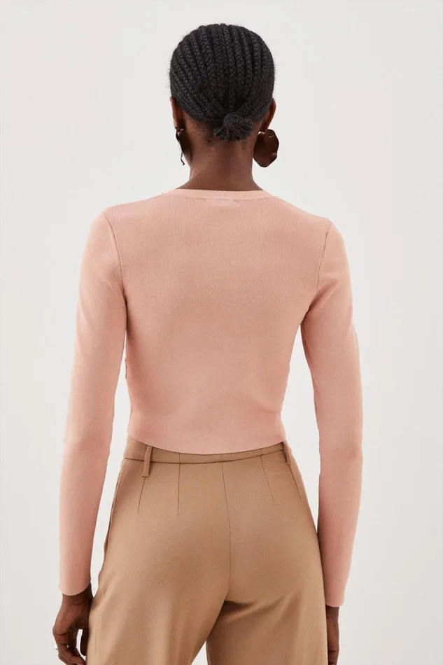 Knitwear Women Karen Millen Premium Drape Compact Knit Cardigan Soft Pink