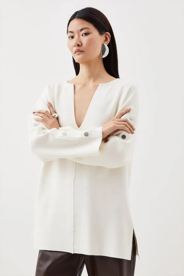 Knitwear Women Karen Millen Viscose Blend Milano Knit Jumper Ivory