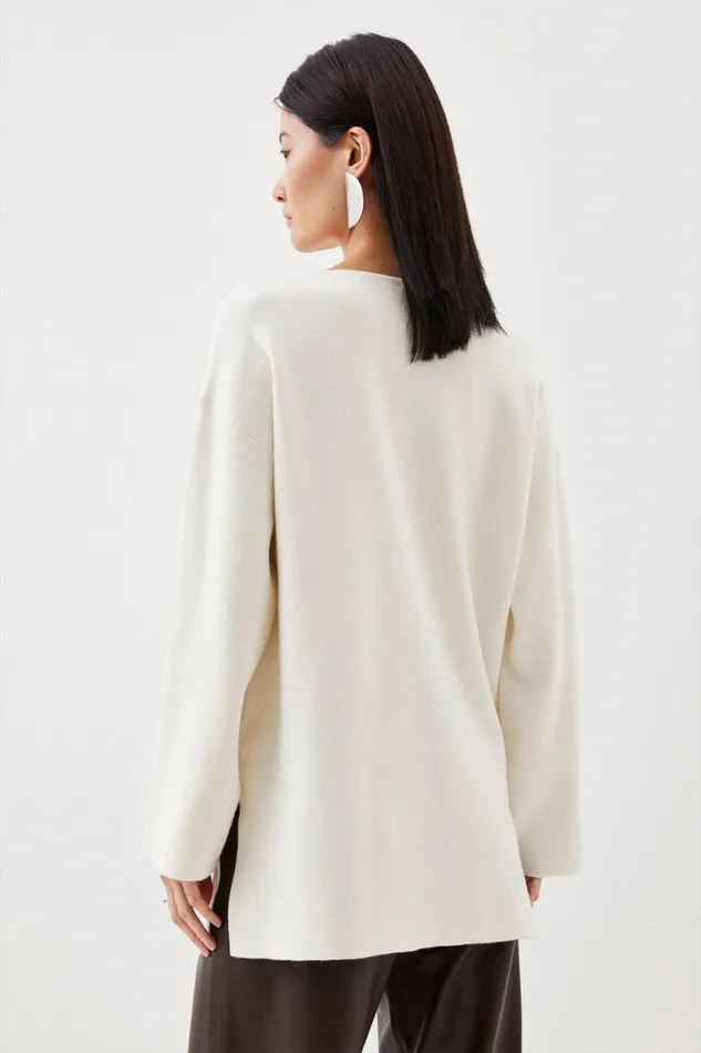 Knitwear Women Karen Millen Viscose Blend Milano Knit Jumper Ivory