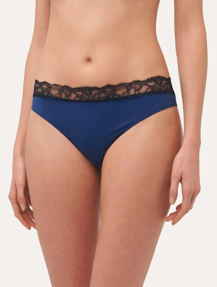 Lace Medium Brief In Blue And Grey Lingerie La Perla Midrise