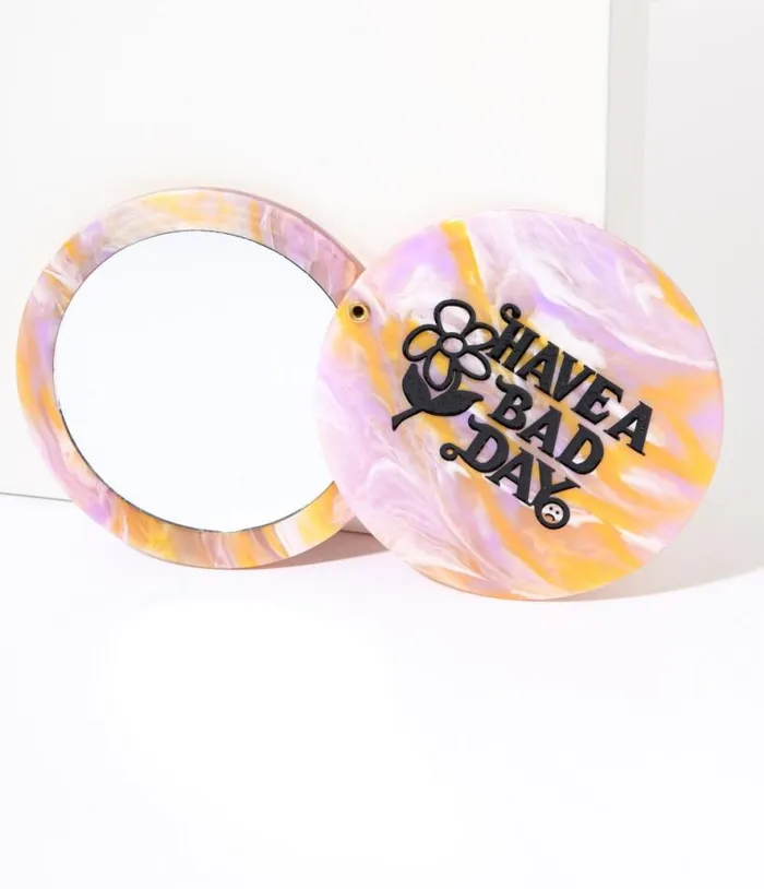 Lavender and Orange Marble Have A Bad Day Compact Pocket Mirror Accessories Unique Vintage Beauty Lavender and Orange Marble Have A Bad Day Compact Pocket Mirror Accessories Unique Vintage Beauty