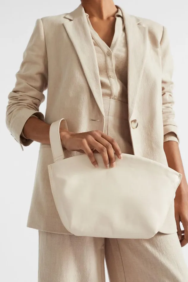 Leather Bags Woman Seed Heritage Leather Crescent Clutch Stone