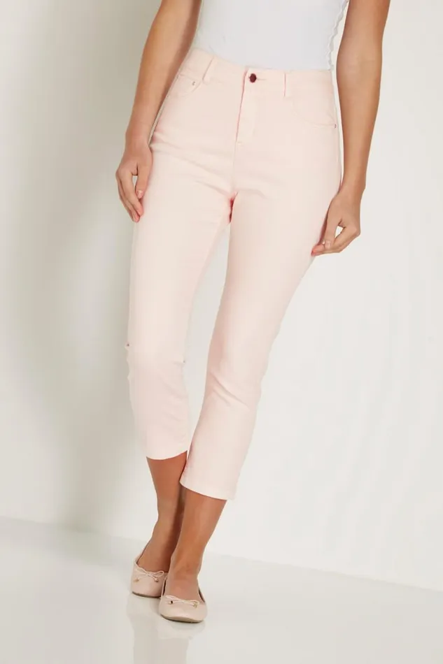 LightPink Cropped Jean Women Roman Trousers