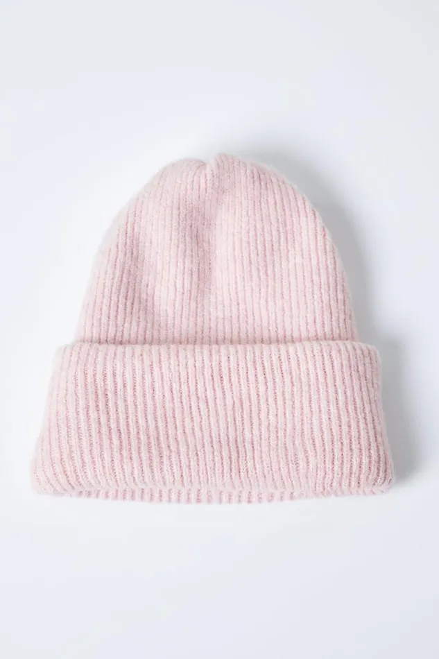 Light Pink Soft Ribbed Stretch Knit Hat Women Roman Hats