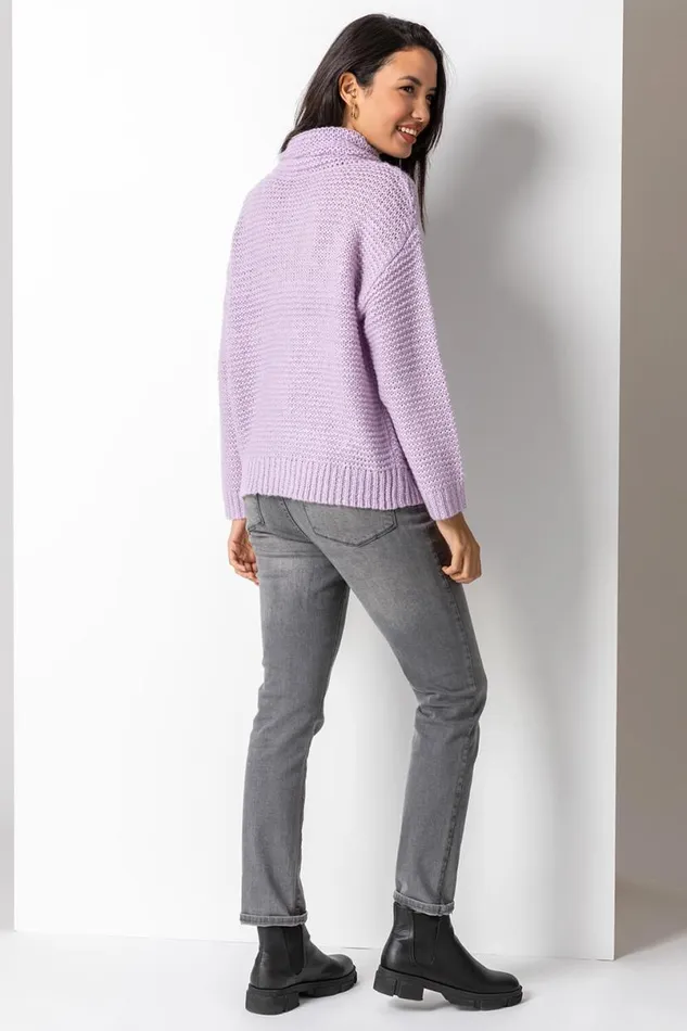 Lilac Textured Roll Neck Jumper Women Roman Knitwear