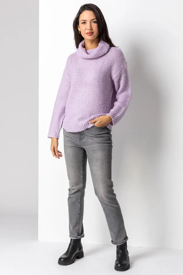 Lilac Textured Roll Neck Jumper Women Roman Knitwear