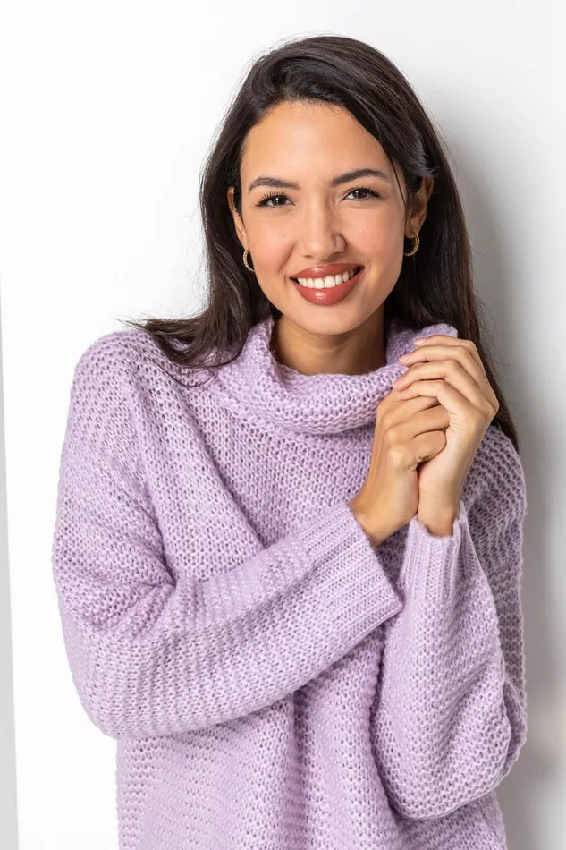 Lilac Textured Roll Neck Jumper Women Roman Knitwear