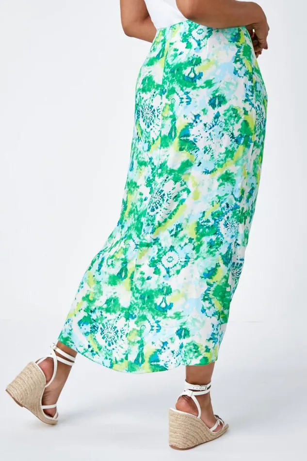 Lime Petite Tie Dye Wrap Around Skirt Women Roman Skirts