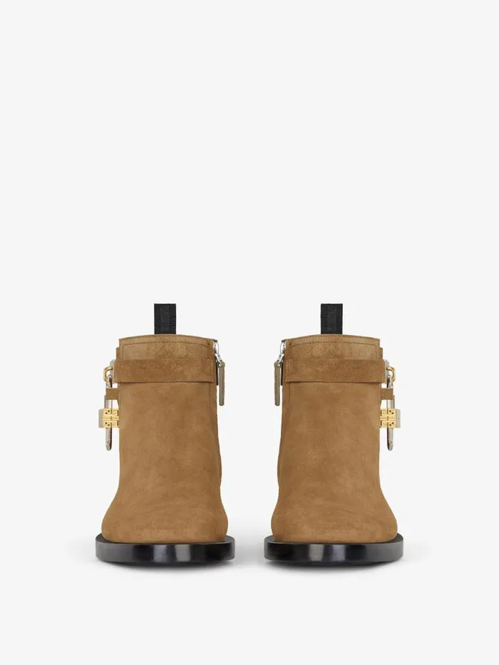 Lock Ankle Boots In Suede Light Brown Men Givenchy Boots and Loafers