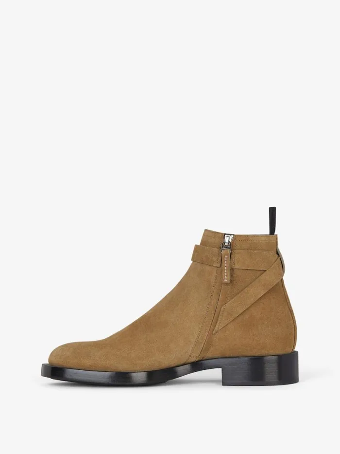Lock Ankle Boots In Suede Light Brown Men Givenchy Boots and Loafers