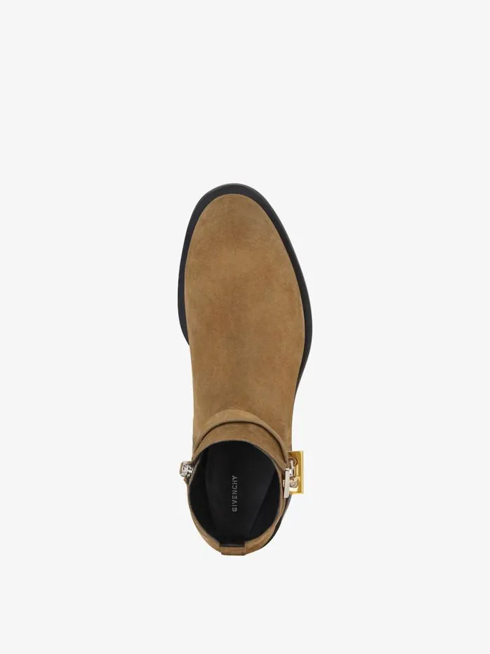 Lock Ankle Boots In Suede Light Brown Men Givenchy Boots and Loafers