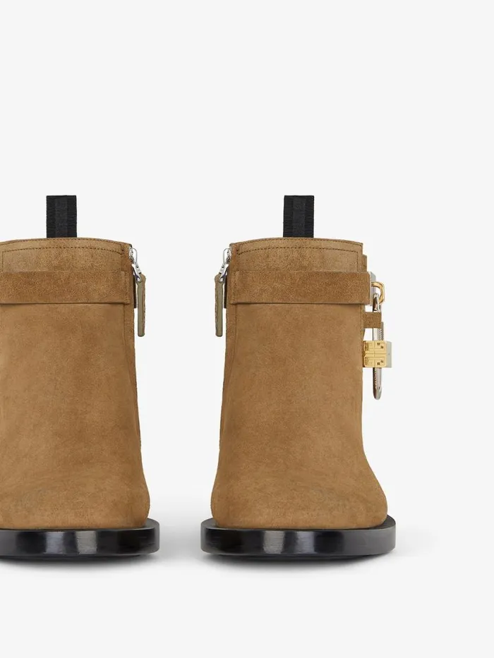 Lock Ankle Boots In Suede Light Brown Men Givenchy Boots and Loafers