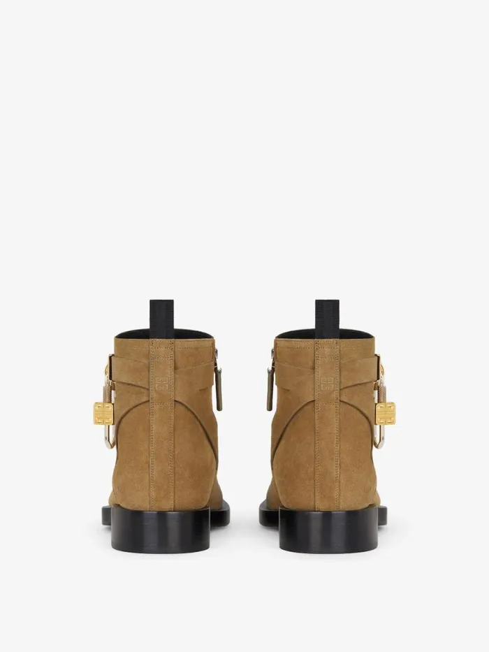Lock Ankle Boots In Suede Light Brown Men Givenchy Boots and Loafers
