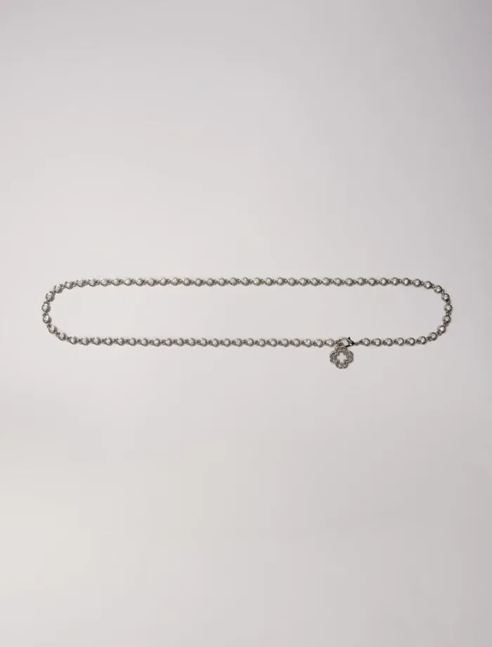 Maje Belts Womens Chain And Rhinestone Belt Silver