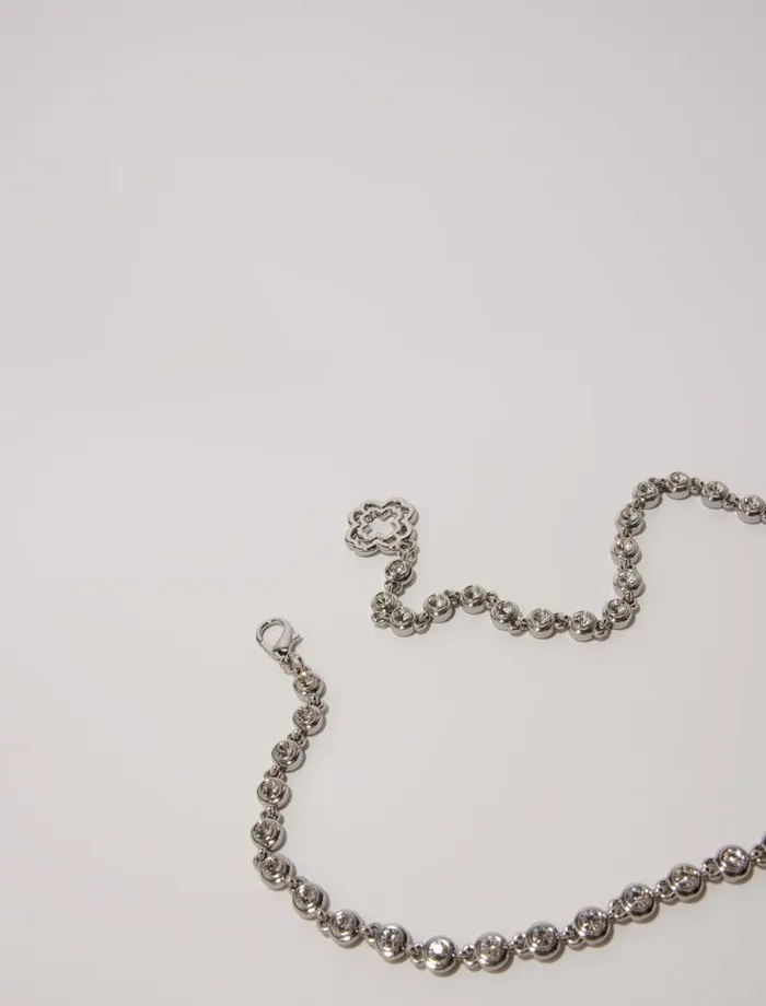 Maje Belts Womens Chain And Rhinestone Belt Silver