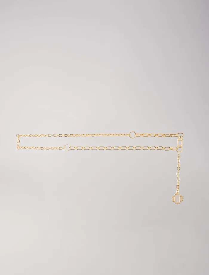 Maje Belts Womens Clover Logo Chain Belt Gold