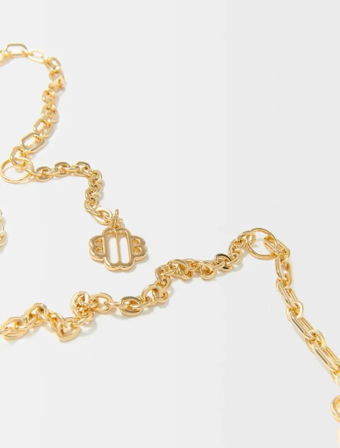 Maje Belts Womens Clover Logo Chain Belt Gold Maje Belts Womens Clover Logo Chain Belt Gold