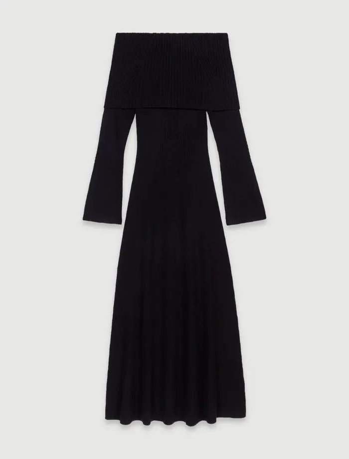 Maje Dresses Womens Knit Maxi Dress Black