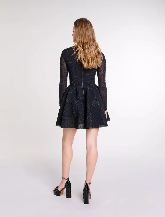 Maje Dresses Womens Rhinestone Mini Dress Black
