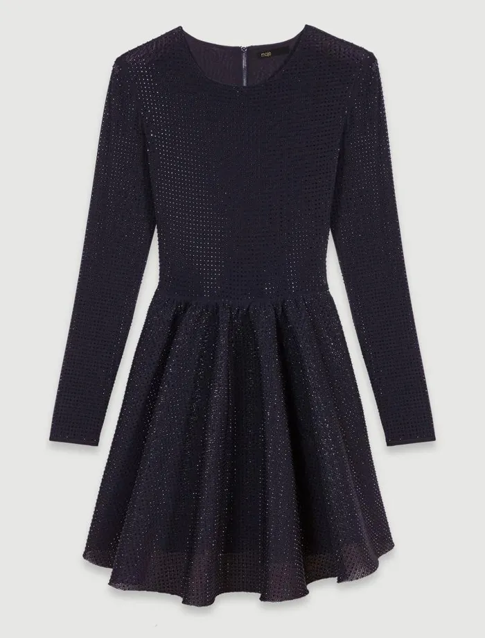Maje Dresses Womens Rhinestone Mini Dress Black