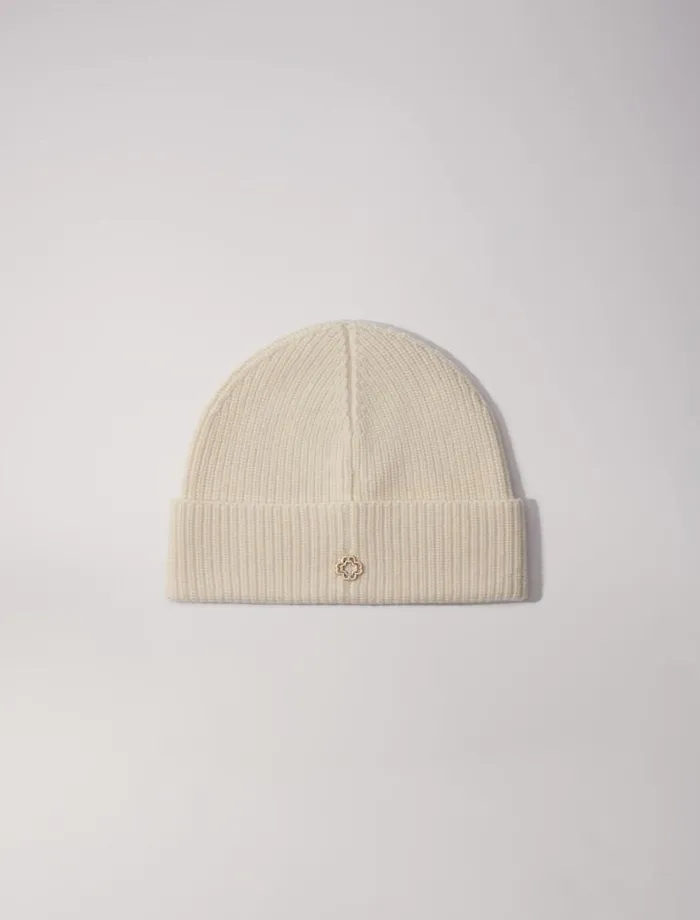 Maje Hats Womens Wool And Cashmere Hat Ecru