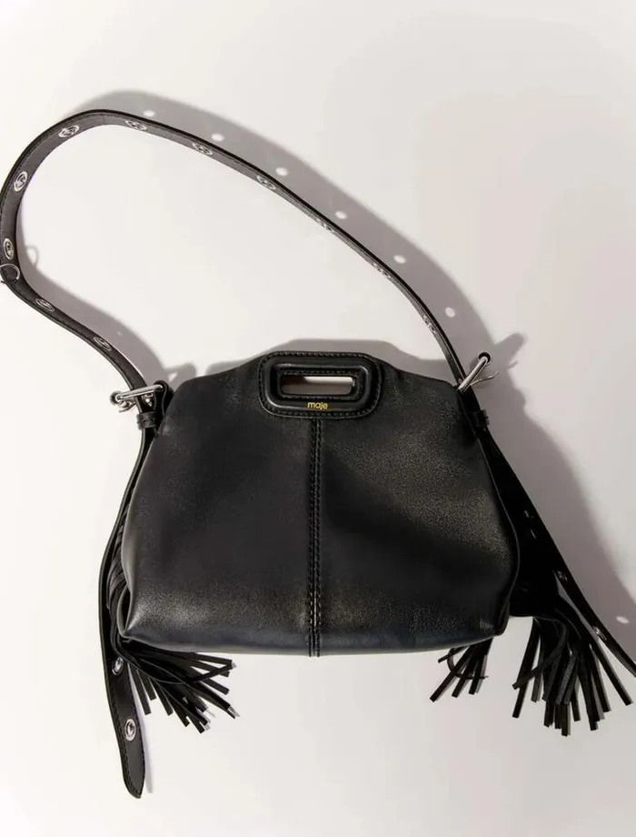 Maje Mini Bags Womens Smooth Leather Mini Miss M Bag Black