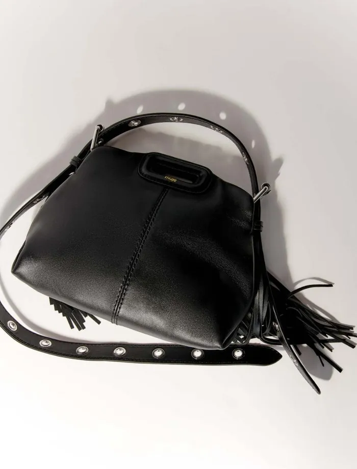 Maje Mini Bags Womens Smooth Leather Mini Miss M Bag Black