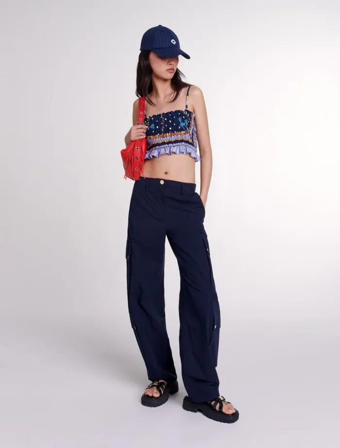 Maje Pants and Jeans Womens Cargo Trousers Navy