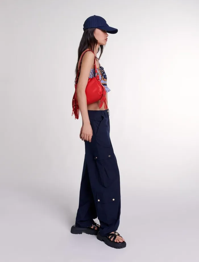 Maje Pants and Jeans Womens Cargo Trousers Navy