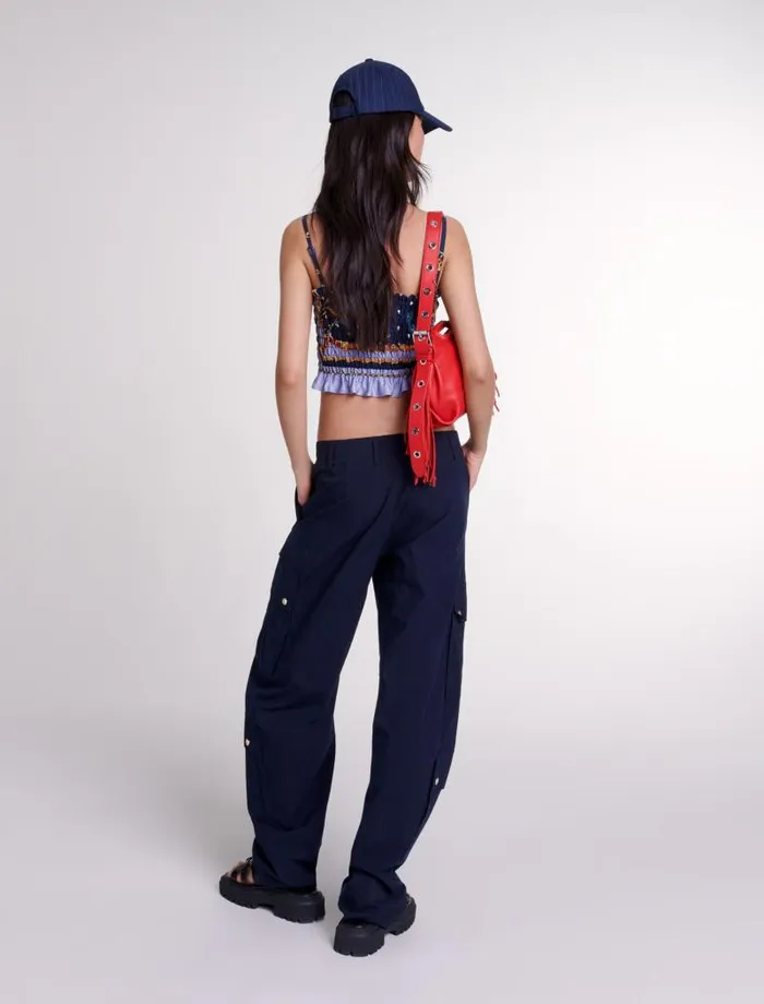 Maje Pants and Jeans Womens Cargo Trousers Navy
