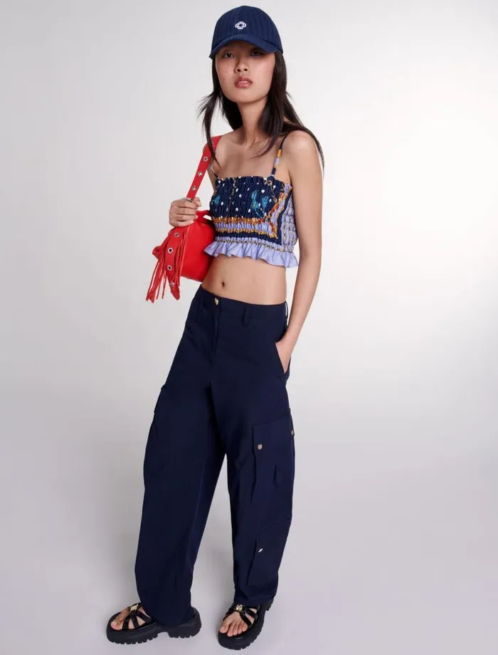 Maje Pants and Jeans Womens Cargo Trousers Navy