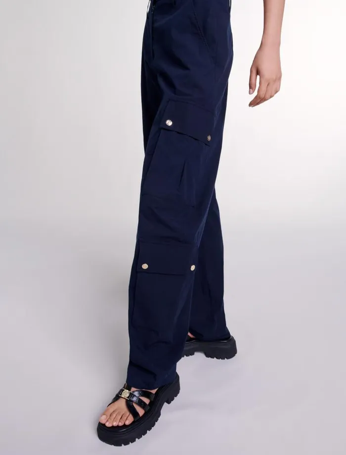 Maje Pants and Jeans Womens Cargo Trousers Navy