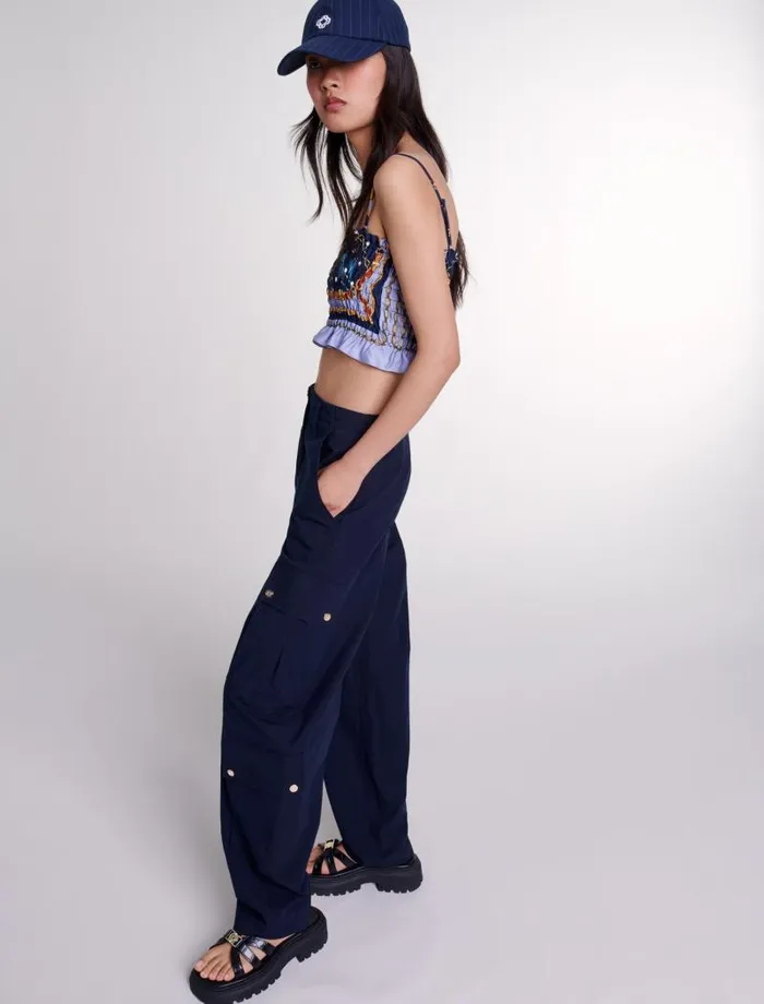 Maje Pants and Jeans Womens Cargo Trousers Navy